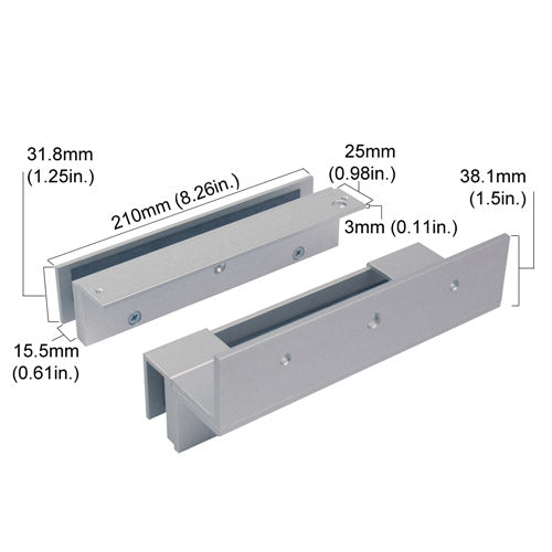 DSU bracket for frameless door with glass frame dimensions - VIS-DSU300