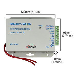 Power supply for door access control dimensions - VIS-PS100 Visionis
