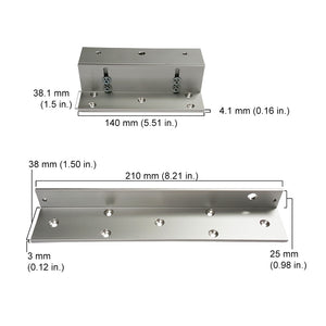 Z and L bracket for 300 lbs magnetic door locks dimensions - VIS-ZL300