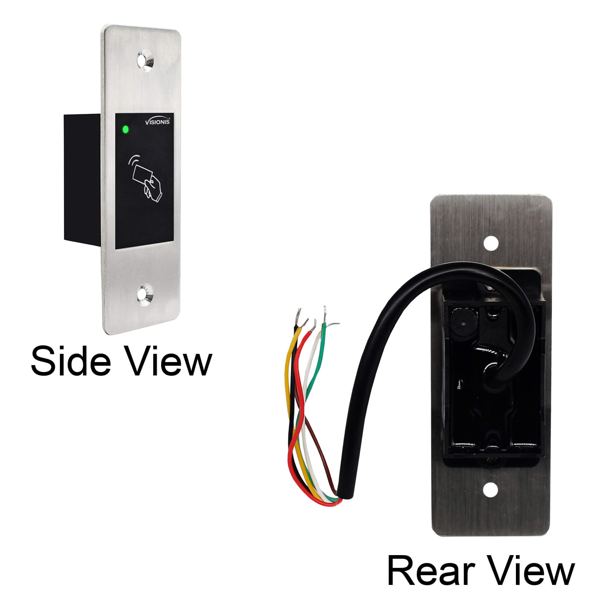 Outdoor Access Control card reader, Visionis VIS-3026, weatherproof, flush mount with support for 3000 EM cards