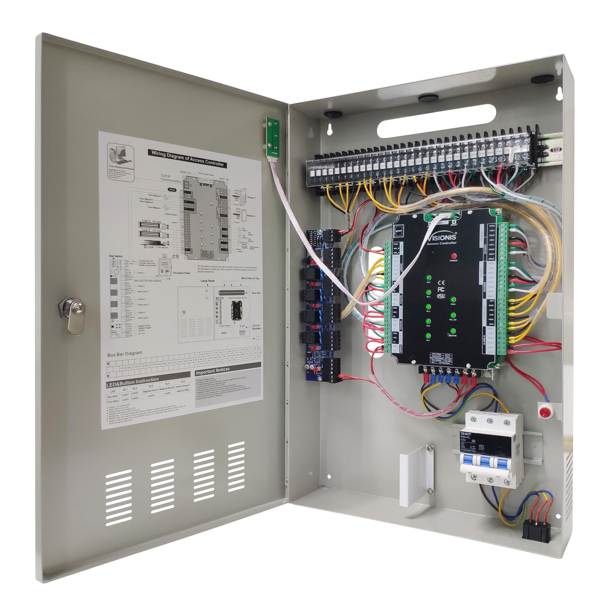 Four Door + Network Access Control Panel + Controller Board With Cabinet 
 VIS-AXESS-4DLX