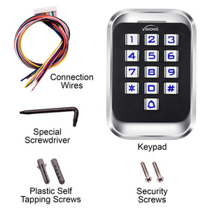 Visionis VIS-3004 standalone access keypads, anti-vandal, weatherproof metal keypad and reader