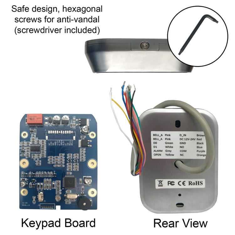 Weatherproof keypad, Visionis VIS-3004, IP68-rated, wide design, indoor/outdoor security access control