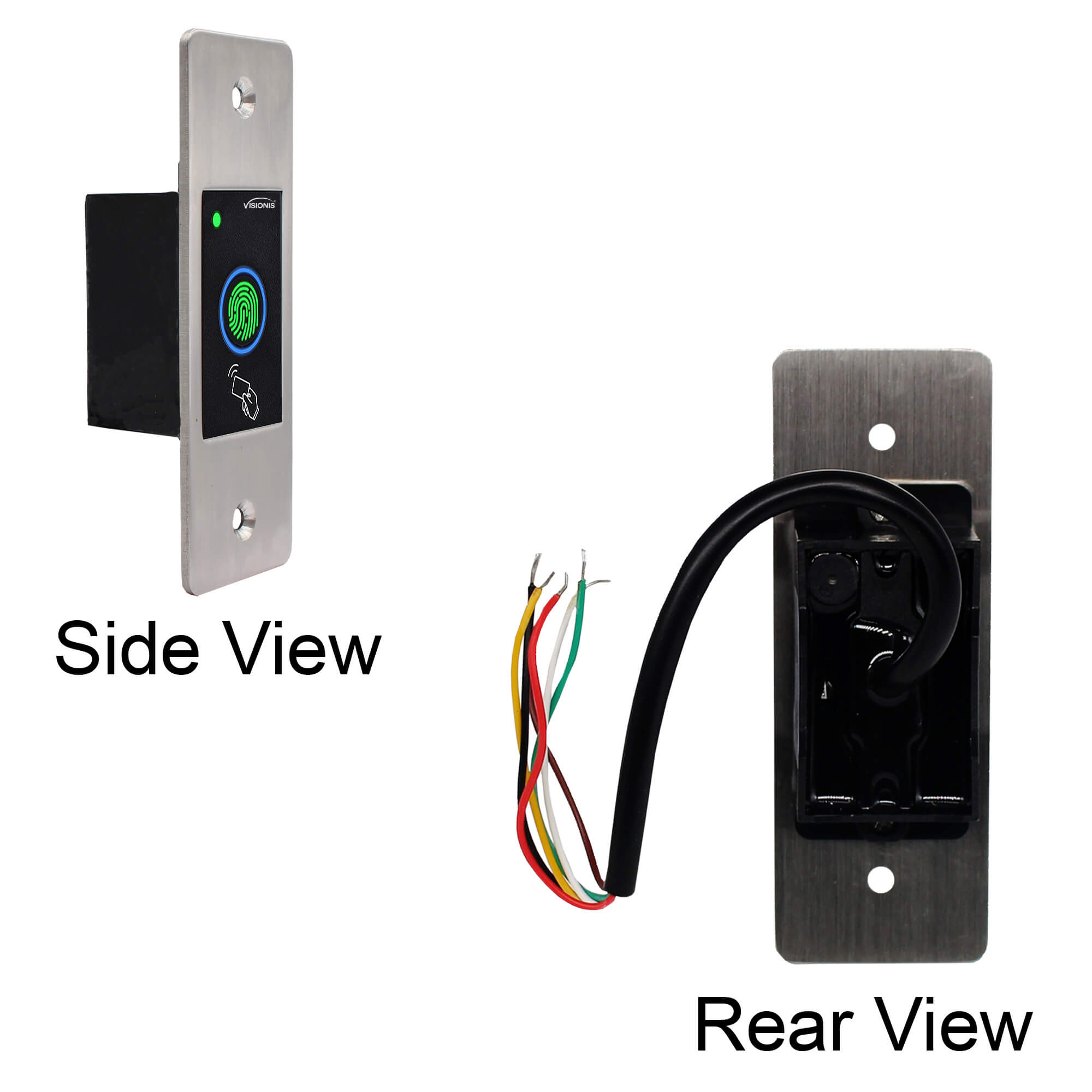 Standalone Fingerprint Access Control, Visionis VIS-3027, slim flush mount design with biometric reader and card support