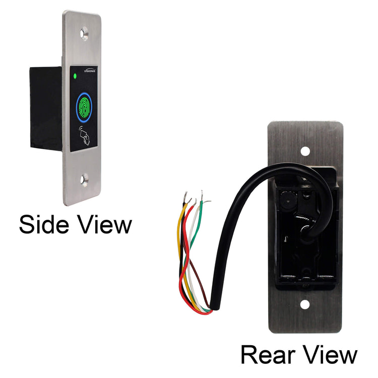 Standalone Fingerprint Access Control, Visionis VIS-3027, slim flush mount design with biometric reader and card support