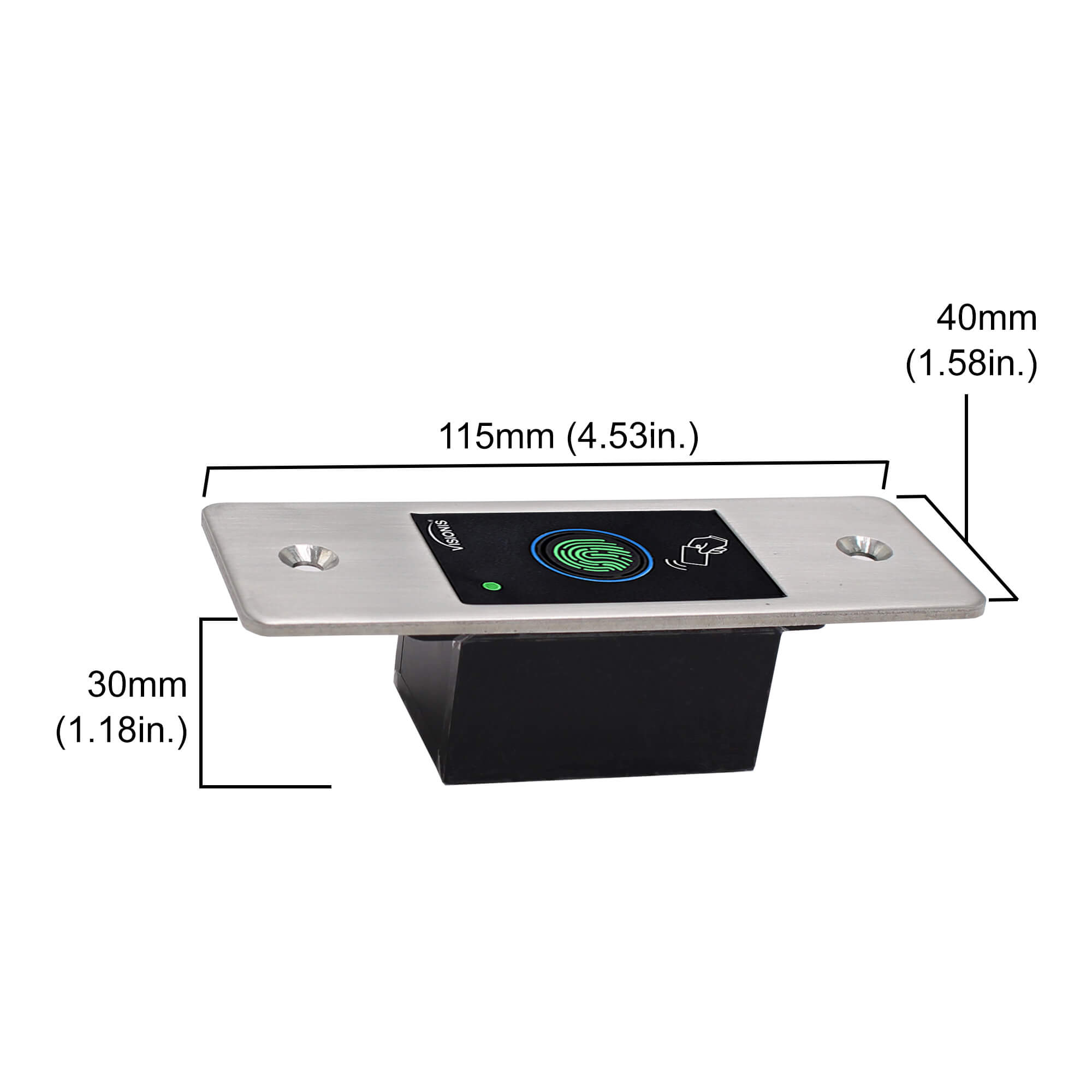 Visionis VIS-3027 standalone fingerprint access control, IP66-rated slim metal design for indoor and outdoor environments