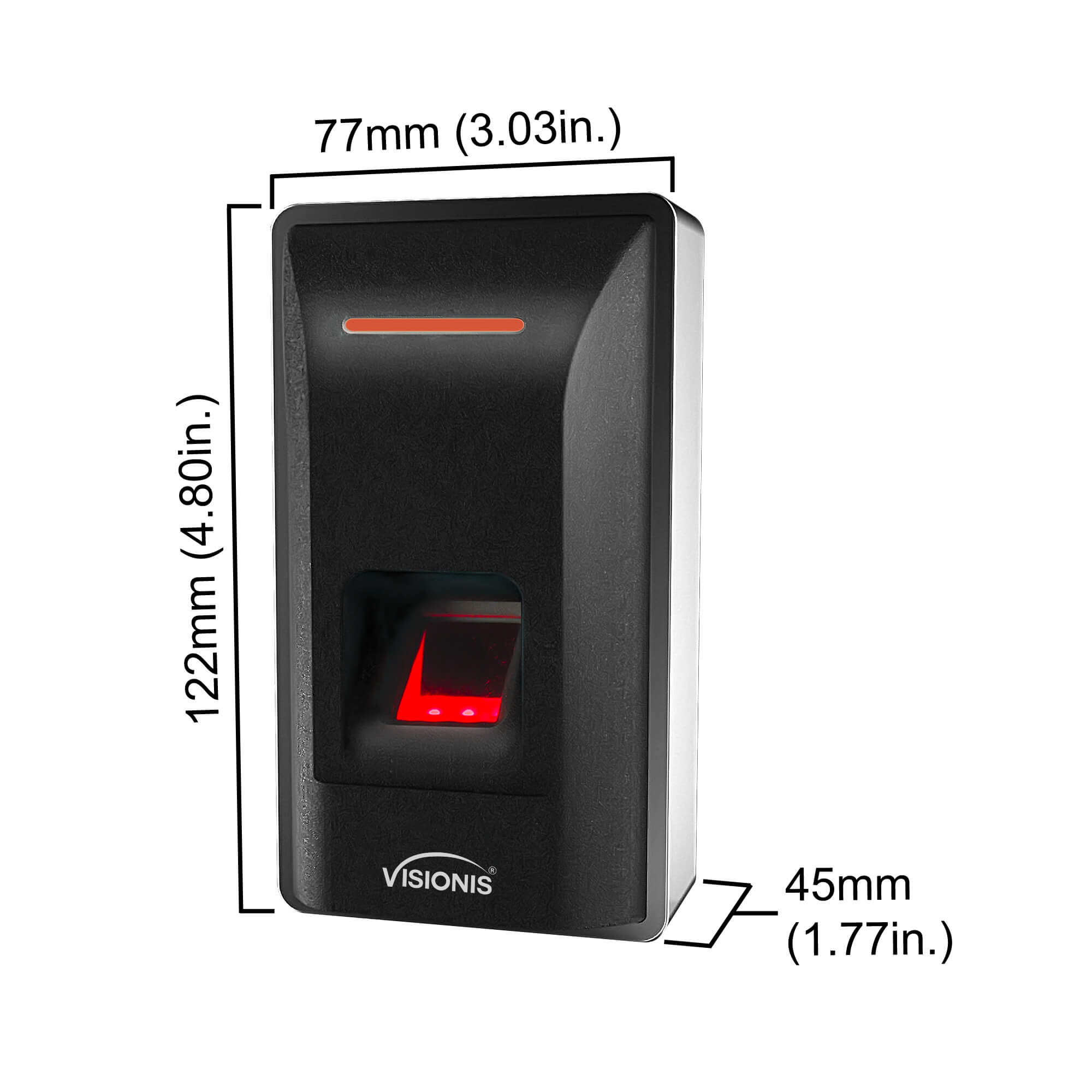 Dimensions VIS-3031: Standalone biometric fingerprint and card reader