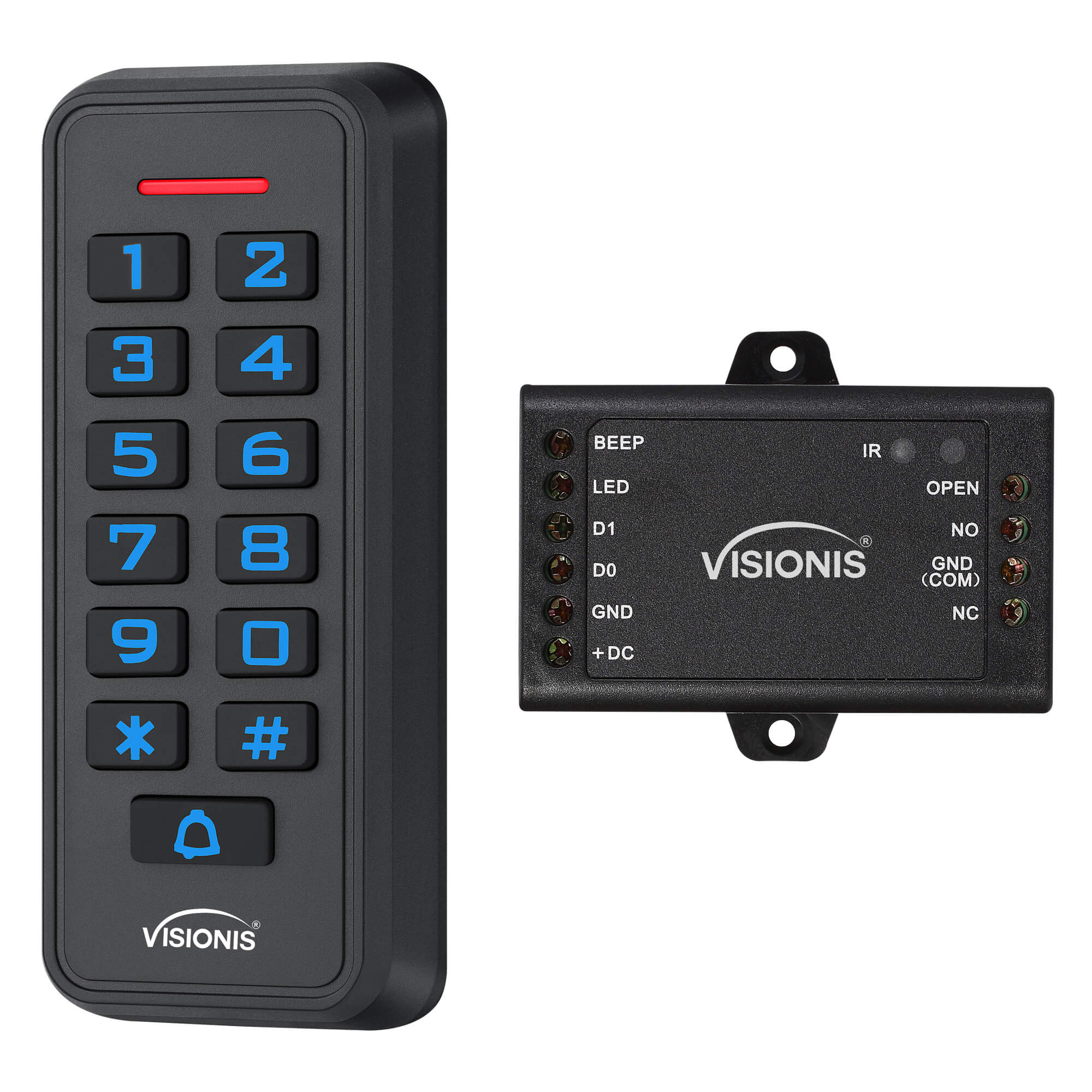 Security Access Control Keypad, black, IP68-rated, outdoor weatherproof keypad with card reader - VIS-3008 Visionis