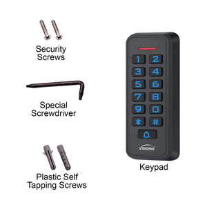 waterproof keypad, black standalone access keypad, EM card reader, 1000-user capacity - VIS-3008 Visionis