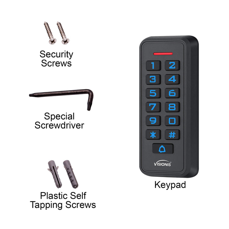 waterproof keypad, black standalone access keypad, EM card reader, 1000-user capacity - VIS-3008 Visionis