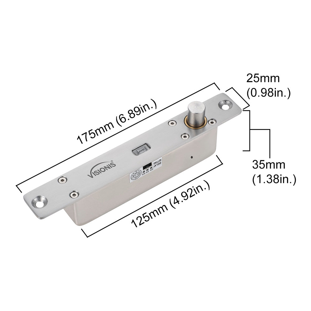Electric drop bolt lock dimensions VIS-DP102-FSE-LED Visionis