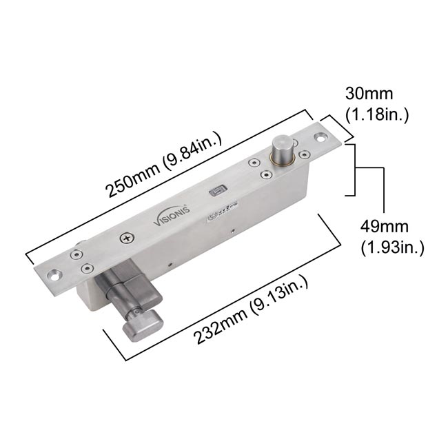Electric bolt lock dimensions - VIS-DP103WCY-FSE-LED