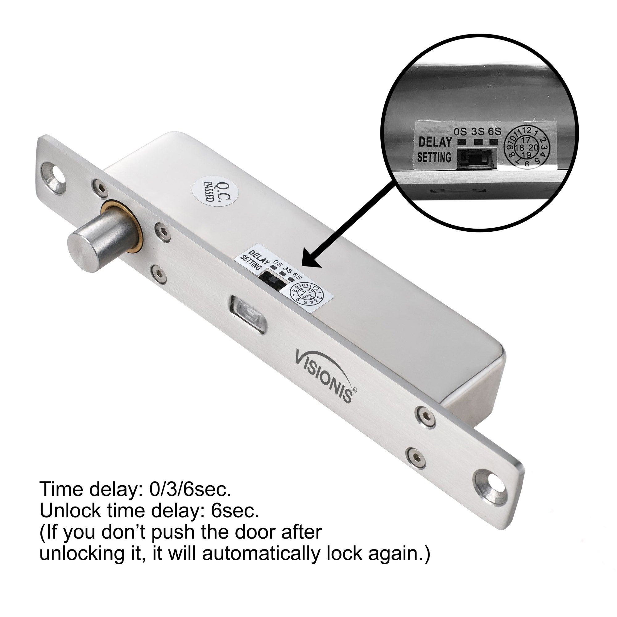 electric bolt lock with time delay VIS-DP102-FSE-LED