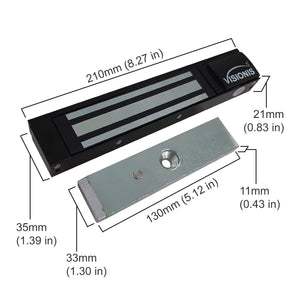 Indoor Magnetic Lock 300 lbs Dimensions VIS-ML300LED Visionis