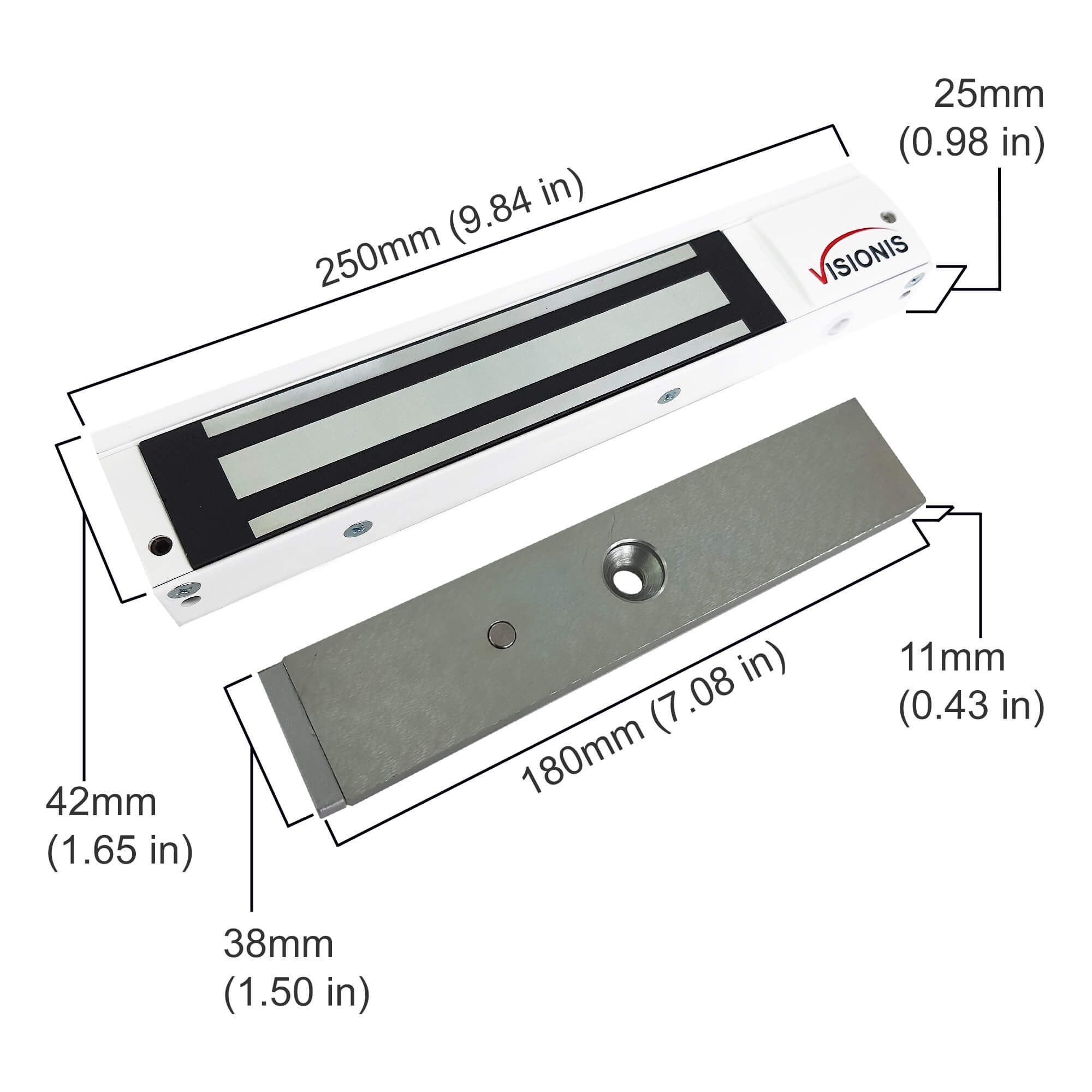 600lb Indoor Maglock with LED Sensor White Color VIS-ML600LED-WH