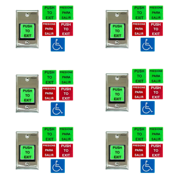 Push to Exit Button for Door Access Control With LED Light Pack of 6 units - FPC-8920