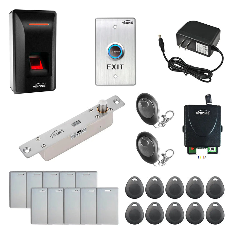 Building Access Control Systems with Fingerprint Reader, Electric Bolt Lock, Receiver and Remotes - FPC-9263