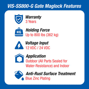 Gate maglocks features - VIS-SS800-G Visionis