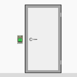 Visionis VIS-7000 push to exit button with stainless-steel faceplate and illuminated square design