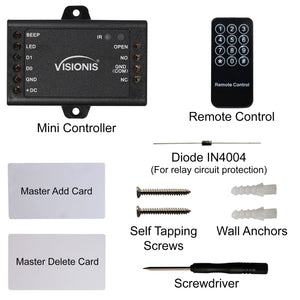1 Door controller for standalone keypads. Items included in the box - VIS-MINI-CNTRL