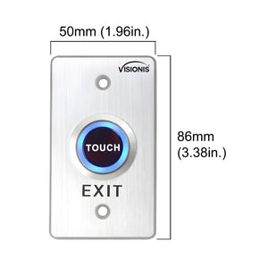 Dimensions. Request to exit button with LED lights for secure access control systems VISIONIS VIS-7005