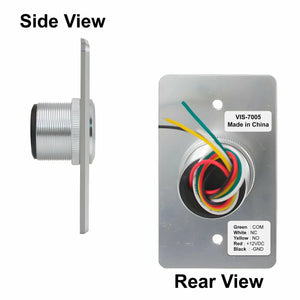 Status LED. Dimensions. request to exit device with LED lights for secure access control systems VISIONIS VIS-7005