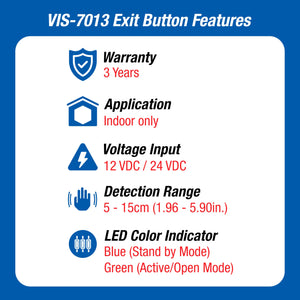 touchless exit button features - VIS-7013 VISIONIS