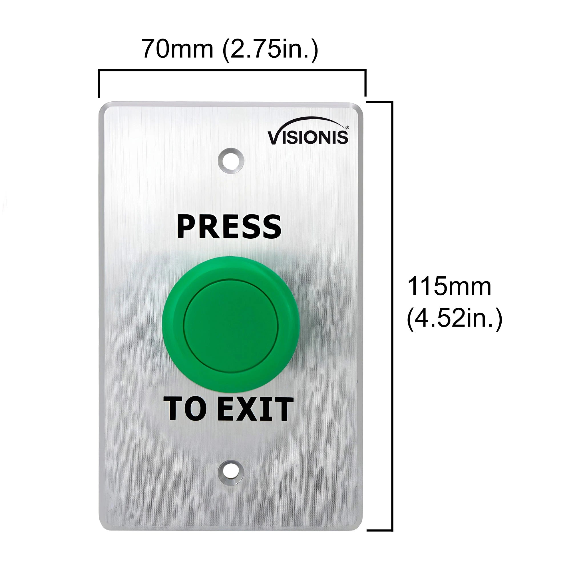 Green push to exit button dimensions - VIS-7032 Visionis