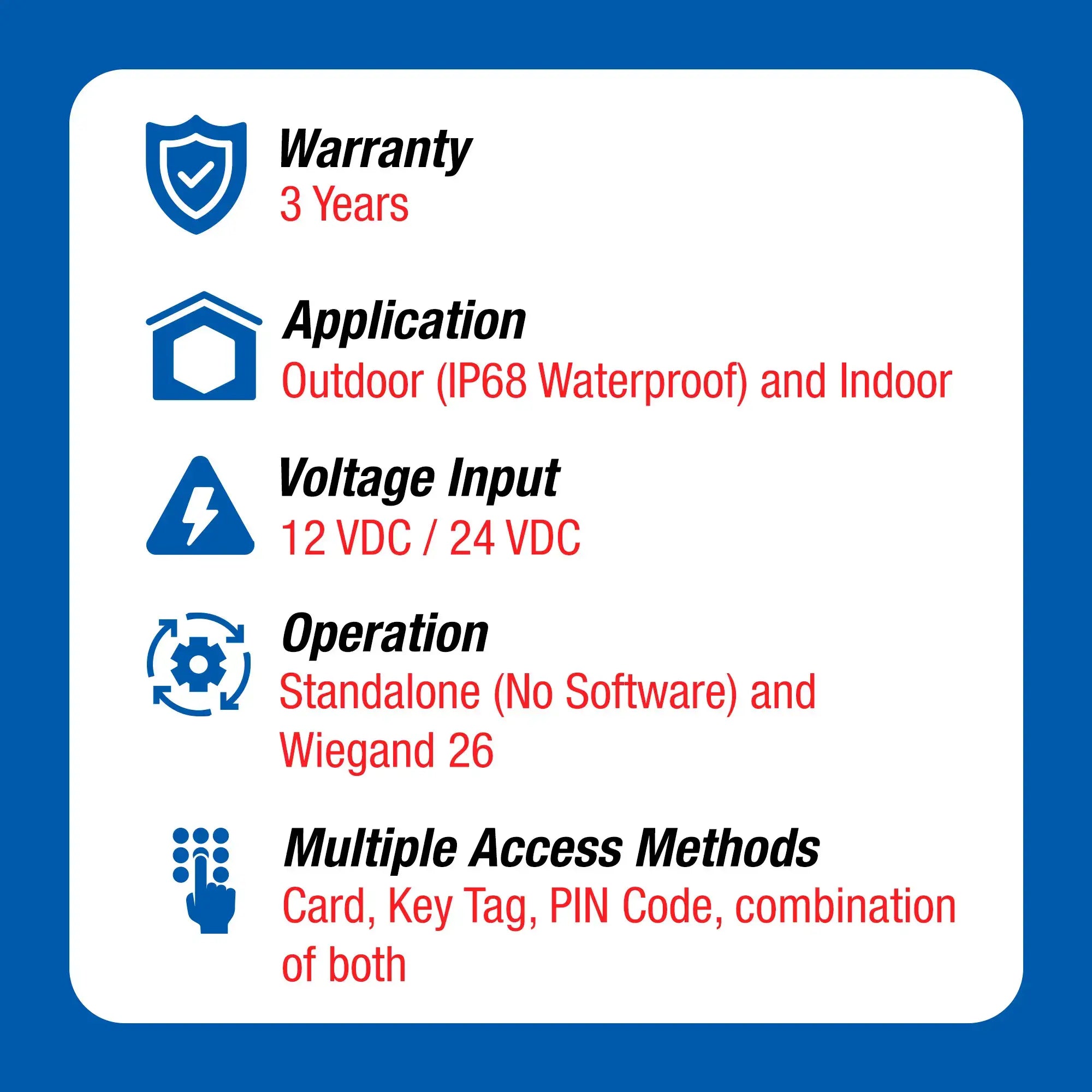 Standalone access control keypad features - VIS-3008 Visionis