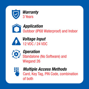 Standalone access control keypad features - VIS-3008 Visionis