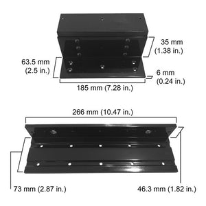 Z and L bracket for 1200 lbs magnetic door lock dimensions - VIS-ZL1200-BL