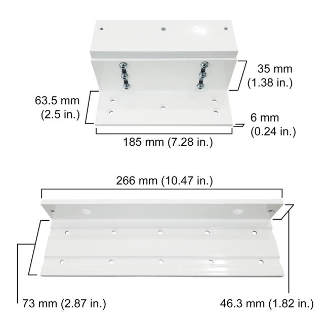 Z and L bracket for 1200 lbs magnetic door lock dimensions - VIS-ZL1200-WH
