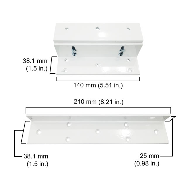 Z and L bracket for 300 lbs magnetic door lock dimensions - VIS-ZL300-WH