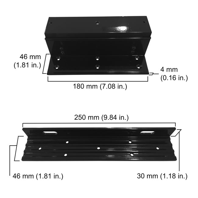 Z and L bracket for 600 lbs magnetic door lock dimensions - VIS-ZL600-BL