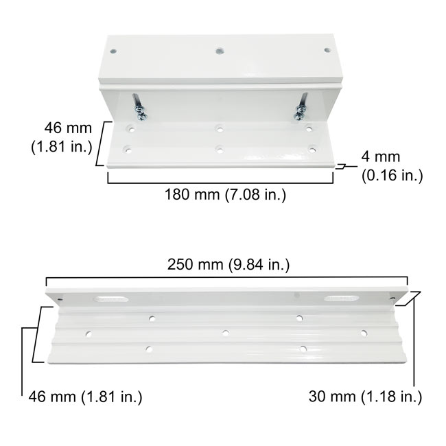 Z and L bracket for 600 lbs magnetic door lock dimensions - VIS-ZL600-WH