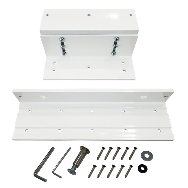 Z and L bracket for 1200 lbs electromagnetic lock. White color - VIS-ZL1200-WH