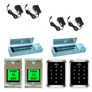 1200 lbs Magnetic door lock door entry system with keypad card reader, push to exit button - FPC-5112