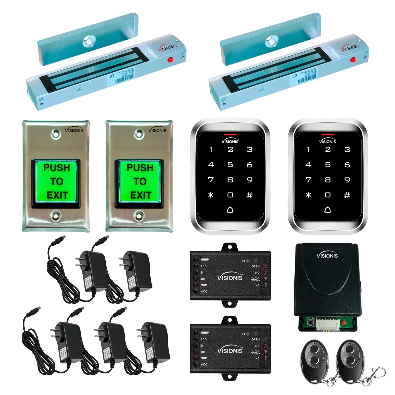 300 lbs Magnetic door locks with RF wireless transmitter and receiver buzz-in kits - FPC-5157