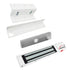 White magnetic door lock kit with 300lb electromagnetic lock and ZL bracket for inswing doors. VIS-ML300LED-WH - FPC-5191-WH VISIONIS