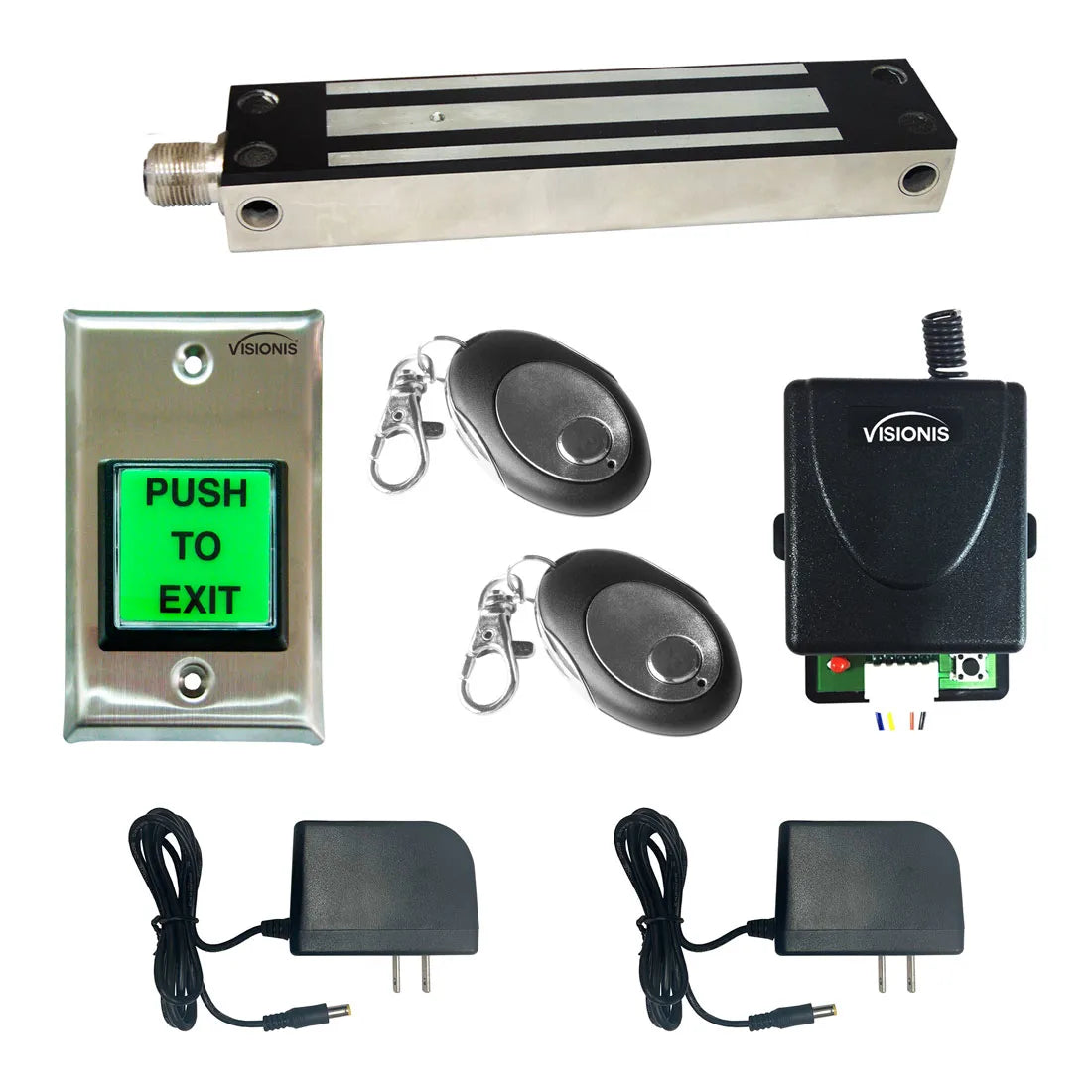 Gate maglock with RF transmitters and receiver buzz-in kit - FPC-5194