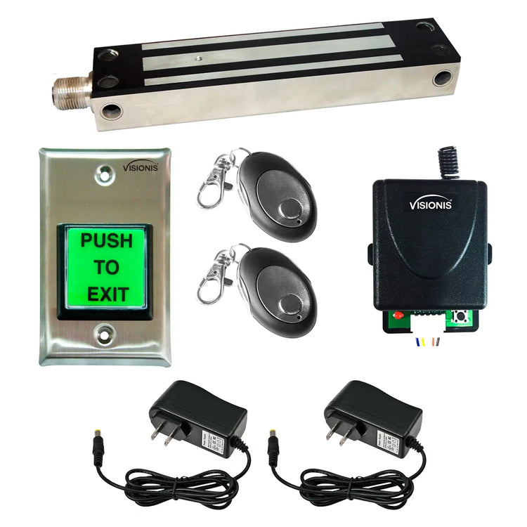 Gate maglock with RF transmitters and receiver buzz-in kit - FPC-5194
