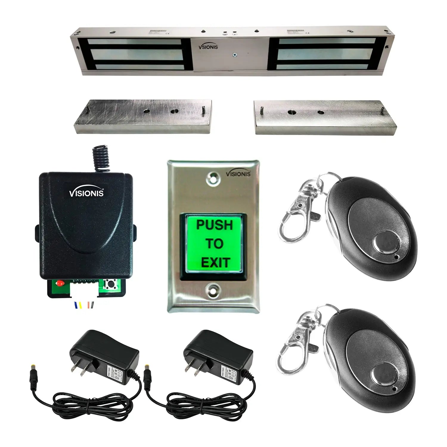 Double door maglock with RF transmitters and receiver buzz-in kit - FPC-5199