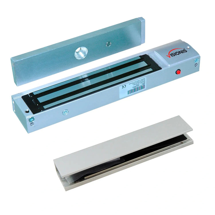 600lb magnetic door lock kit with LED indicator and U-bracket for glass doors. VIS-ML600LED - FPC-5225 VISIONIS