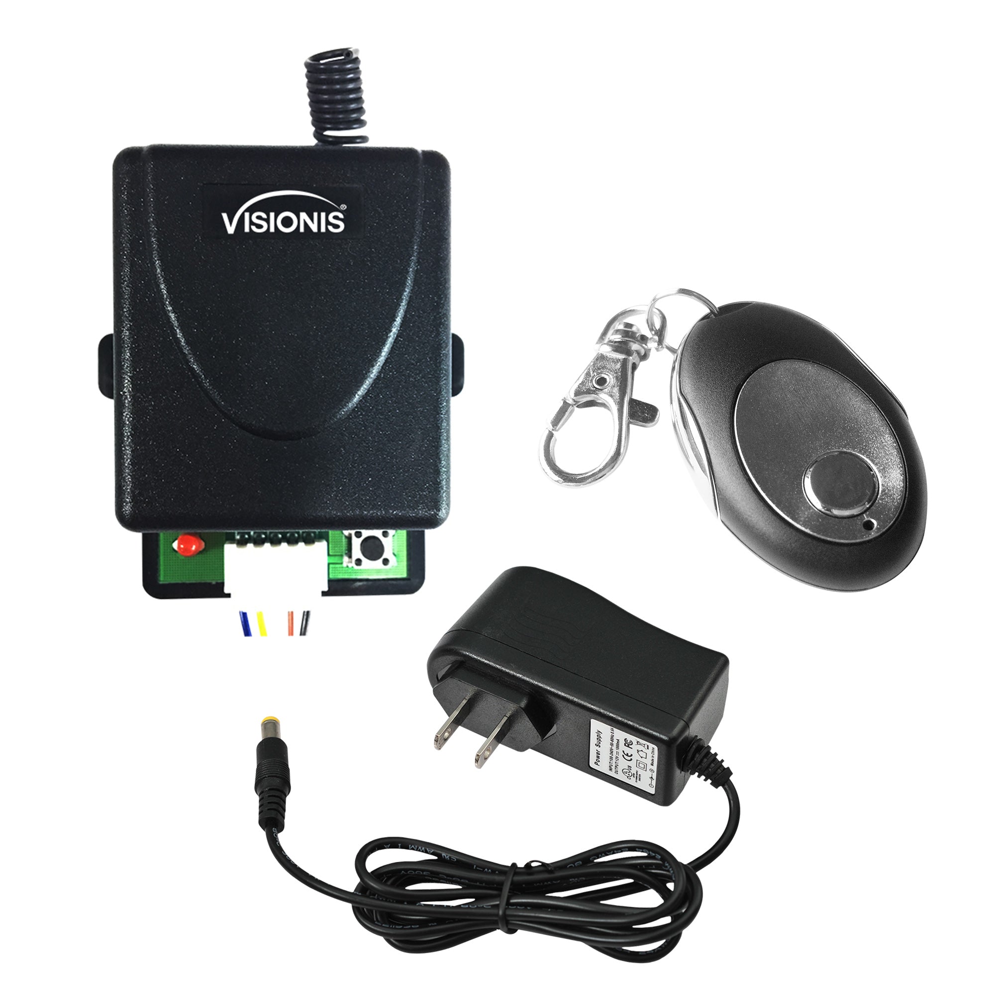 Visionis FPC-5227 1 Mini 315mhz Wireless Fixed Code Remote With One Channel RF Receiver And Power Supply Kit