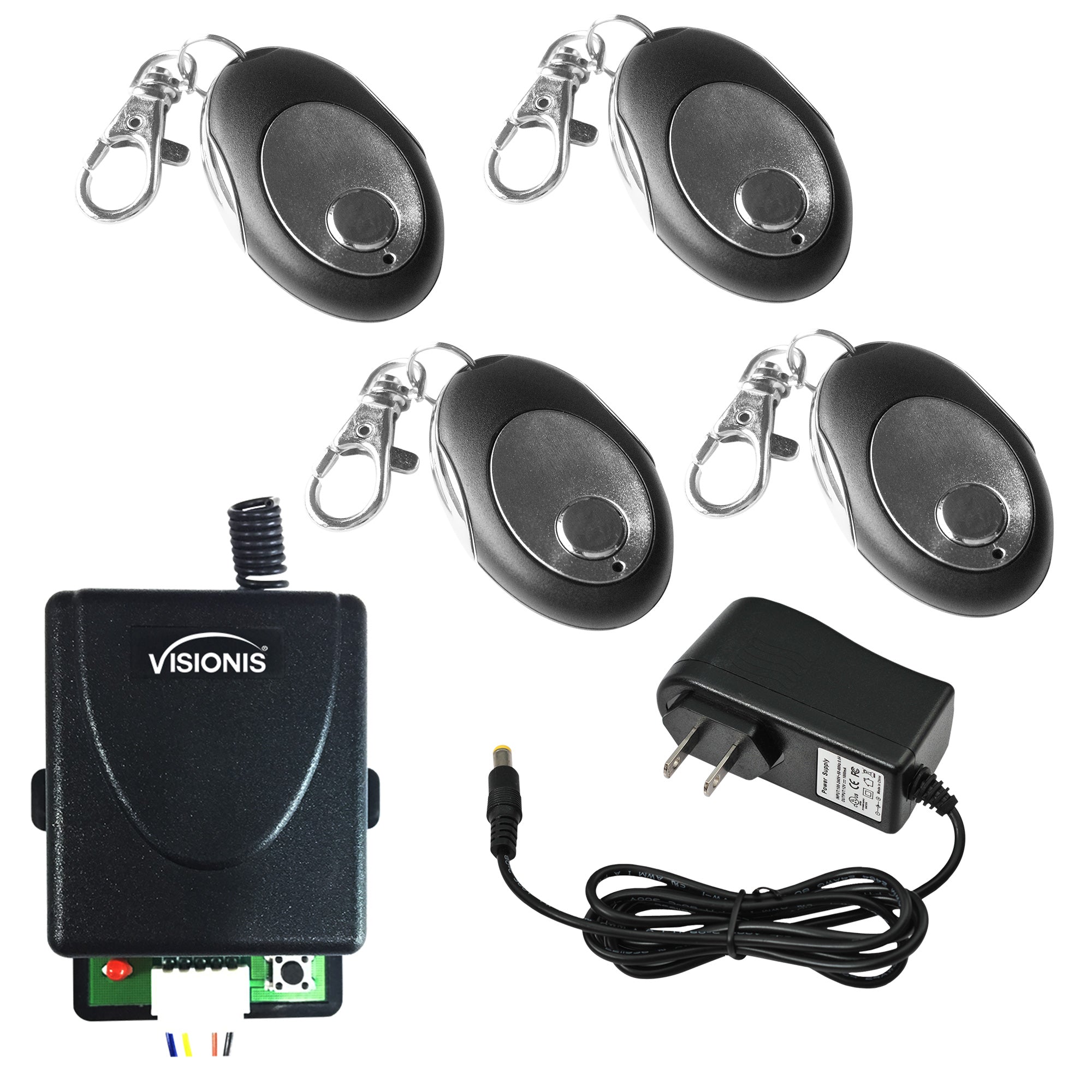 4 Wireless Remotes + 1 Wireless Receiver One Channel RF 315MHz + Power Supply Kit - FPC-5229 Visionis