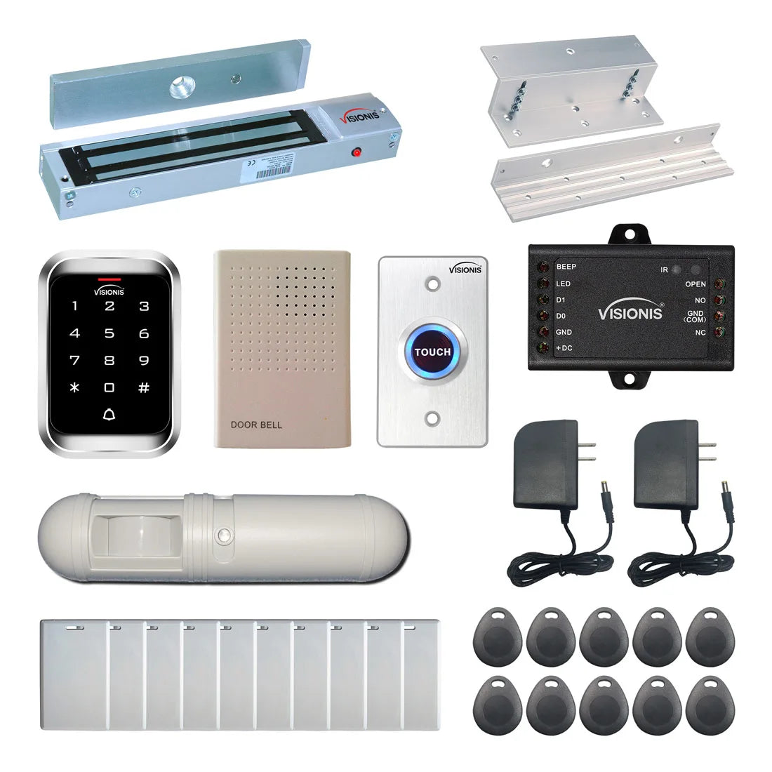 600 lbs Magnetic door lock kit with keypad card reader, push to exit button, motion sensor - FPC-5285-VS