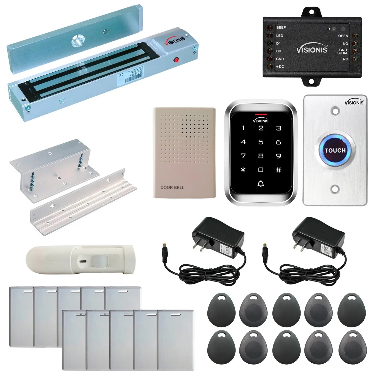 600 lbs Magnetic door lock kit with keypad card reader, push to exit button, motion sensor - FPC-5285-VS