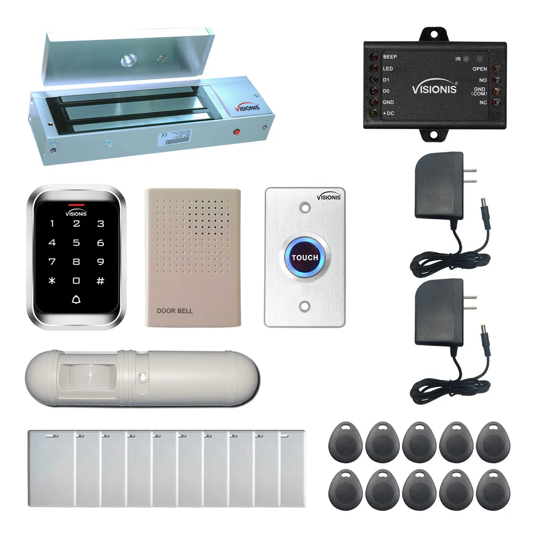Magnetic door lock kit with keypad card reader, push to exit button, motion sensor - FPC-5287-VS