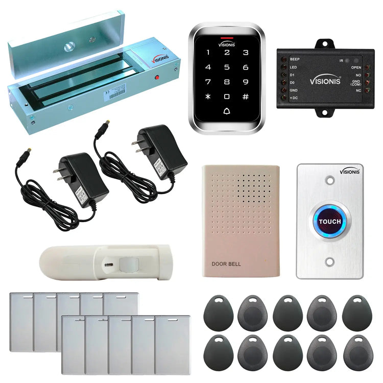 Magnetic door lock kit with keypad card reader, push to exit button, motion sensor - FPC-5287-VS