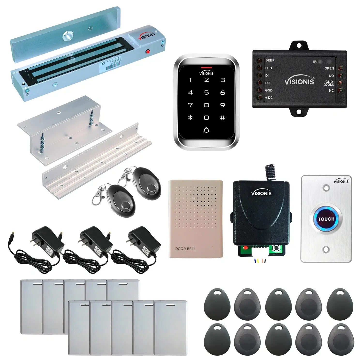 600 lbs magnetic door lock door entry system with keypad card reader, RF transmitter and receiver - FPC-5292